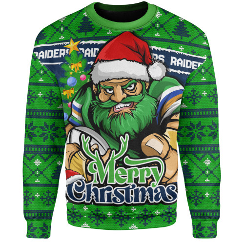 Canberra Raiders Sweatshirt Merry Christmas Game Day Knit Style Team Edition