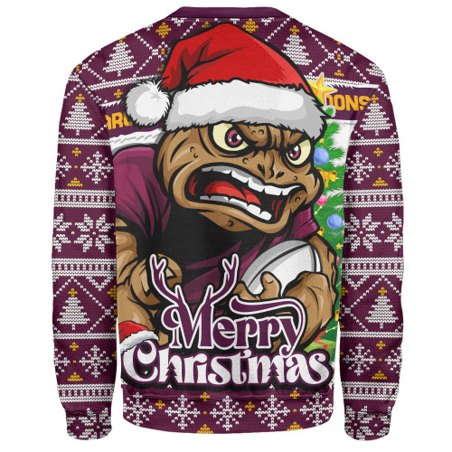 Queensland Maroons Sweatshirt Merry Christmas Game Day Knit Style Team Edition