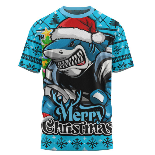 Cronulla-Sutherland Sharks T-Shirt Merry Christmas Game Day Knit Style Team Edition Cronulla-Sutherland Sharks T-Shirt Merry Christmas Game Day Knit Style Team Edition