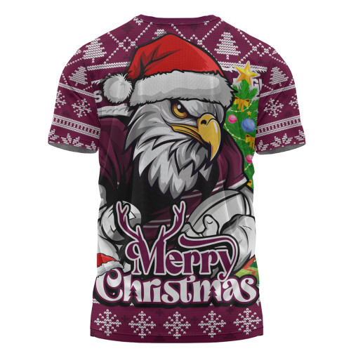 Manly Warringah Sea Eagles T-Shirt Merry Christmas Game Day Knit Style Team Edition Manly Warringah Sea Eagles T-Shirt Merry Christmas Game Day Knit Style Team Edition