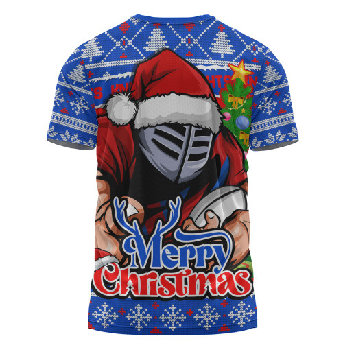 Newcastle Knights T-Shirt Merry Christmas Game Day Knit Style Team Edition