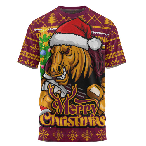 Brisbane Broncos T-Shirt Merry Christmas Game Day Knit Style Team Edition