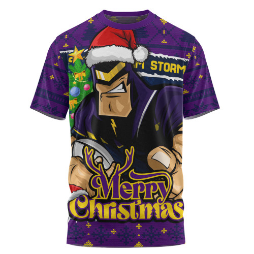 Melbourne Storm T-Shirt Merry Christmas Game Day Knit Style Team Edition