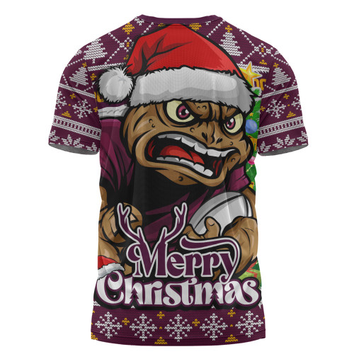 Queensland Maroons T-Shirt Merry Christmas Game Day Knit Style Team Edition Queensland Maroons T-Shirt Merry Christmas Game Day Knit Style Team Edition