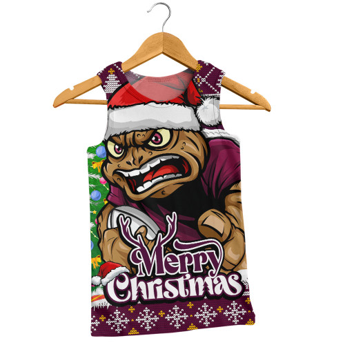 Queensland Maroons Men Singlet Merry Christmas Game Day Knit Style Team Edition