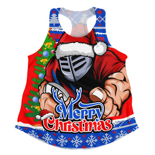 Newcastle Knights Women Racerback Singlet Merry Christmas Game Day Knit Style Team Edition Newcastle Knights Women Racerback Singlet Merry Christmas Game Day Knit Style Team Edition