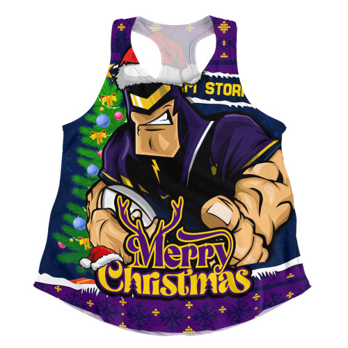 Melbourne Storm Women Racerback Singlet Merry Christmas Game Day Knit Style Team Edition