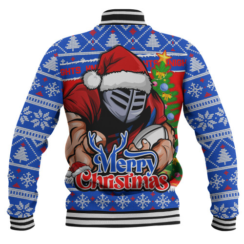 Newcastle Knights Baseball Jacket Merry Christmas Game Day Knit Style Team Edition Newcastle Knights Baseball Jacket Merry Christmas Game Day Knit Style Team Edition