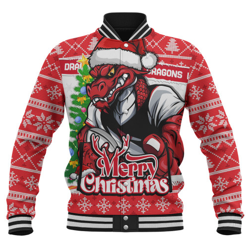 St. George Illawarra Dragons Baseball Jacket Merry Christmas Game Day Knit Style Team Edition St. George Illawarra Dragons Baseball Jacket Merry Christmas Game Day Knit Style Team Edition