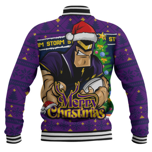 Melbourne Storm Baseball Jacket Merry Christmas Game Day Knit Style Team Edition
