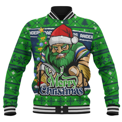 Canberra Raiders Baseball Jacket Merry Christmas Game Day Knit Style Team Edition