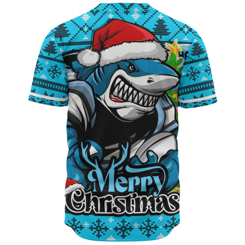 Cronulla-Sutherland Sharks Baseball Shirt Merry Christmas Game Day Knit Style Team Edition Cronulla-Sutherland Sharks Baseball Shirt Merry Christmas Game Day Knit Style Team Edition