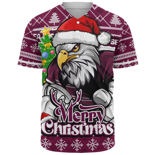 Manly Warringah Sea Eagles Baseball Shirt Merry Christmas Game Day Knit Style Team Edition