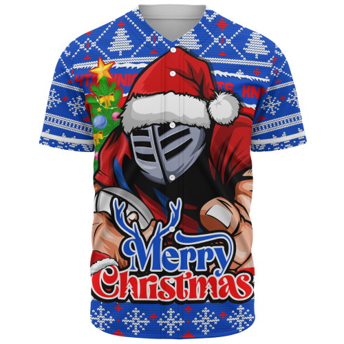 Newcastle Knights Baseball Shirt Merry Christmas Game Day Knit Style Team Edition Newcastle Knights Baseball Shirt Merry Christmas Game Day Knit Style Team Edition