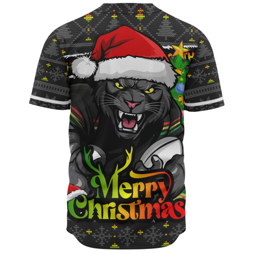 Penrith Panthers Baseball Shirt Merry Christmas Game Day Knit Style Team Edition Penrith Panthers Baseball Shirt Merry Christmas Game Day Knit Style Team Edition