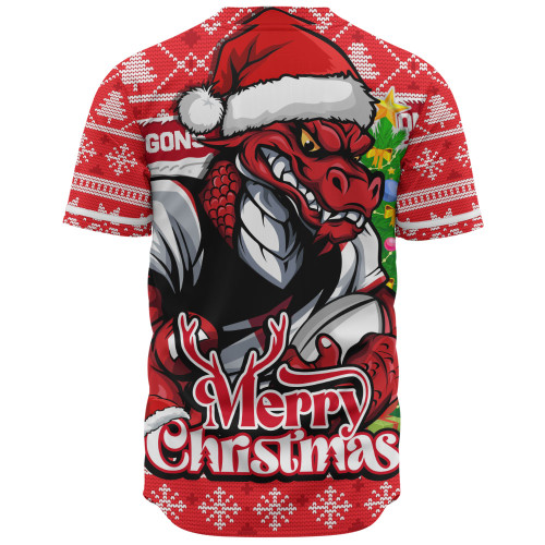 St. George Illawarra Dragons Baseball Shirt Merry Christmas Game Day Knit Style Team Edition St. George Illawarra Dragons Baseball Shirt Merry Christmas Game Day Knit Style Team Edition