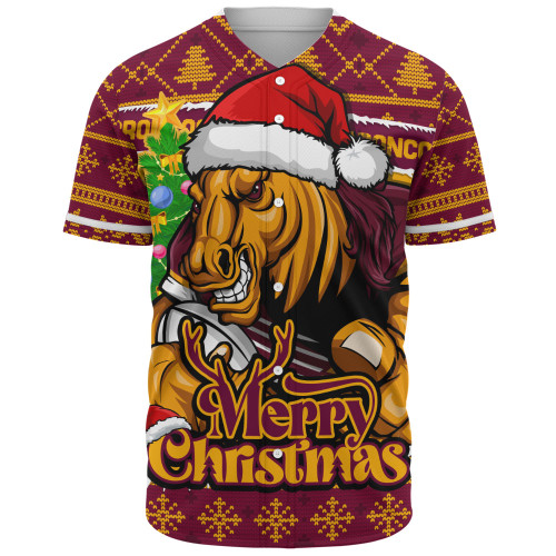 Brisbane Broncos Baseball Shirt Merry Christmas Game Day Knit Style Team Edition