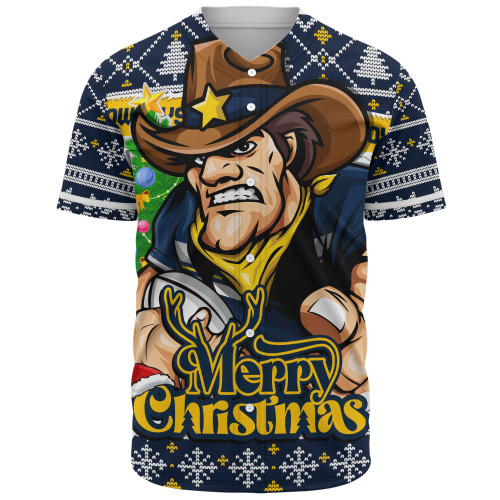 North Queensland Cowboys Baseball Shirt Merry Christmas Game Day Knit Style Team Edition