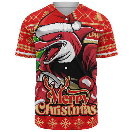 Redcliffe Dolphins Baseball Shirt Merry Christmas Game Day Knit Style Team Edition