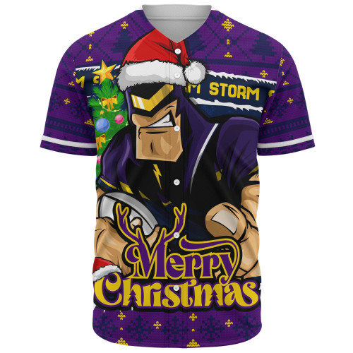 Melbourne Storm Baseball Shirt Merry Christmas Game Day Knit Style Team Edition