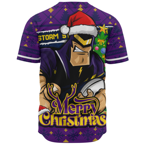 Melbourne Storm Baseball Shirt Merry Christmas Game Day Knit Style Team Edition