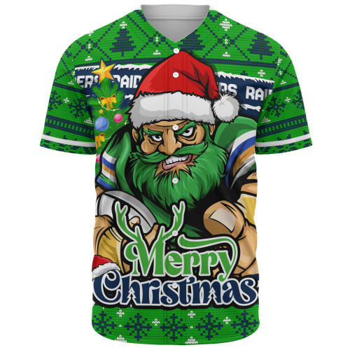 Canberra Raiders Baseball Shirt Merry Christmas Game Day Knit Style Team Edition