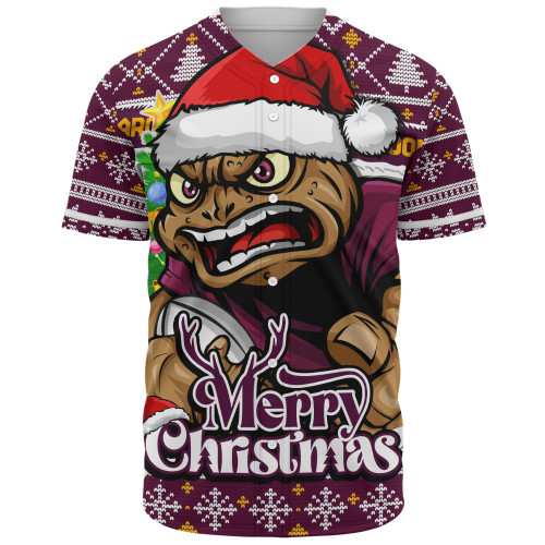 Queensland Maroons Baseball Shirt Merry Christmas Game Day Knit Style Team Edition