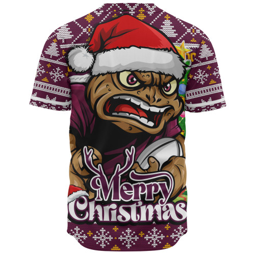 Queensland Maroons Baseball Shirt Merry Christmas Game Day Knit Style Team Edition