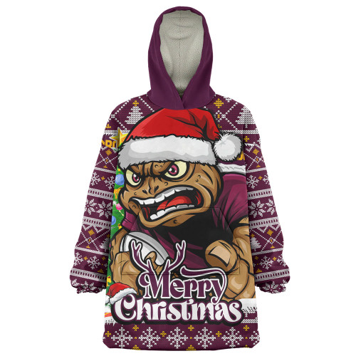 Queensland Maroons Snug Hoodie Merry Christmas Game Day Knit Style Team Edition