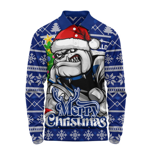 Canterbury-Bankstown Bulldogs Long Sleeve Polo Shirt Merry Christmas Game Day Knit Style Team Edition