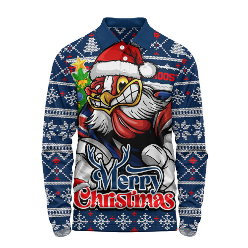 Sydney Roosters Long Sleeve Polo Shirt Merry Christmas Game Day Knit Style Team Edition