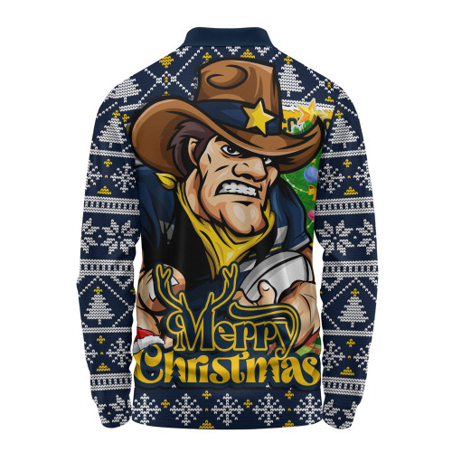 North Queensland Cowboys Long Sleeve Polo Shirt Merry Christmas Game Day Knit Style Team Edition North Queensland Cowboys Long Sleeve Polo Shirt Merry Christmas Game Day Knit Style Team Edition