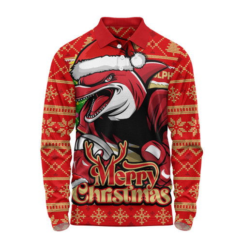 Redcliffe Dolphins Long Sleeve Polo Shirt Merry Christmas Game Day Knit Style Team Edition