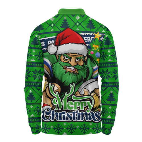 Canberra Raiders Long Sleeve Polo Shirt Merry Christmas Game Day Knit Style Team Edition