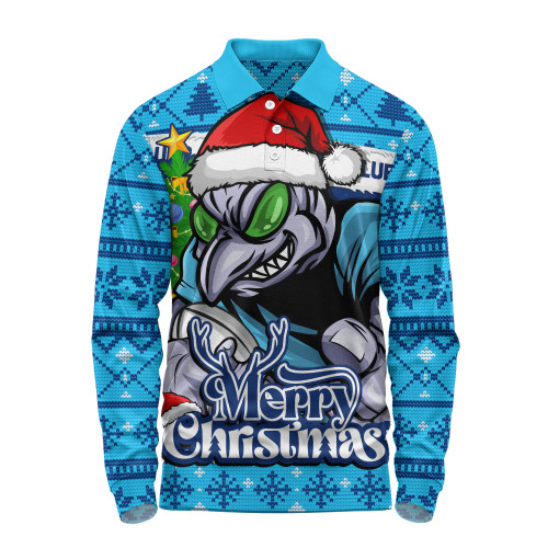New South Wales Blues Long Sleeve Polo Shirt Merry Christmas Game Day Knit Style Team Edition