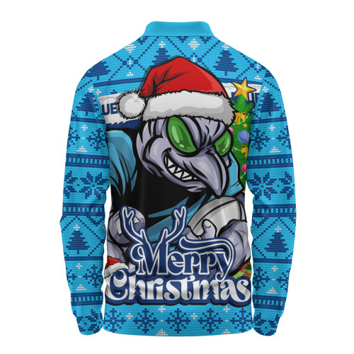 New South Wales Blues Long Sleeve Polo Shirt Merry Christmas Game Day Knit Style Team Edition New South Wales Blues Long Sleeve Polo Shirt Merry Christmas Game Day Knit Style Team Edition