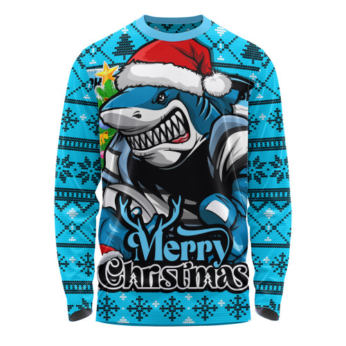 Cronulla-Sutherland Sharks Long Sleeve T-shirt Merry Christmas Game Day Knit Style Team Edition
