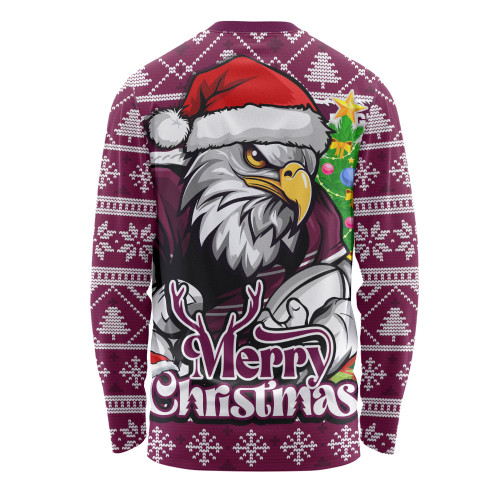 Manly Warringah Sea Eagles Long Sleeve T-shirt Merry Christmas Game Day Knit Style Team Edition