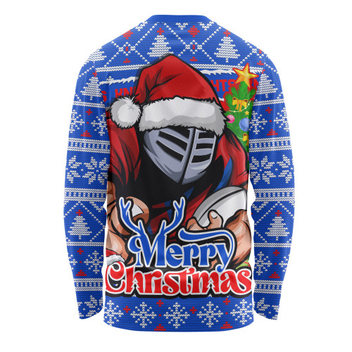 Newcastle Knights Long Sleeve T-shirt Merry Christmas Game Day Knit Style Team Edition