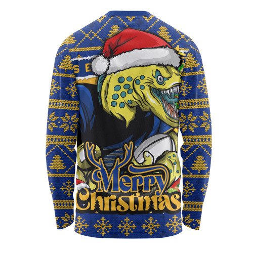 Parramatta Eels Long Sleeve T-shirt Merry Christmas Game Day Knit Style Team Edition