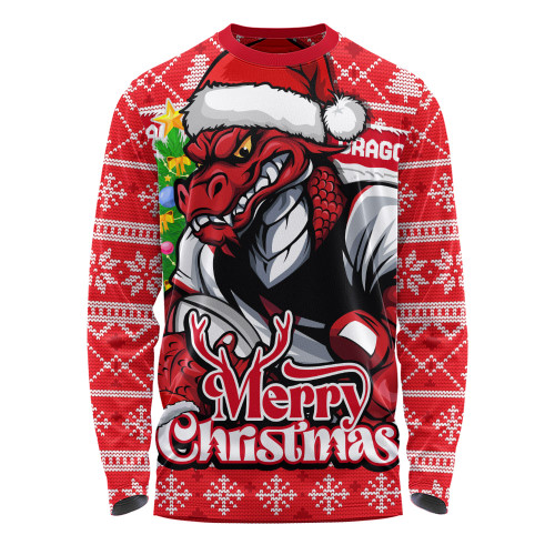 St. George Illawarra Dragons Long Sleeve T-shirt Merry Christmas Game Day Knit Style Team Edition St. George Illawarra Dragons Long Sleeve T-shirt Merry Christmas Game Day Knit Style Team Edition