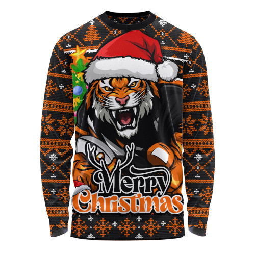 Wests Tigers Long Sleeve T-shirt Merry Christmas Game Day Knit Style Team Edition