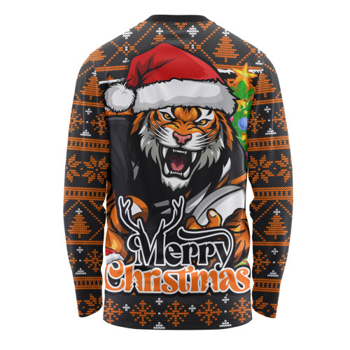 Wests Tigers Long Sleeve T-shirt Merry Christmas Game Day Knit Style Team Edition