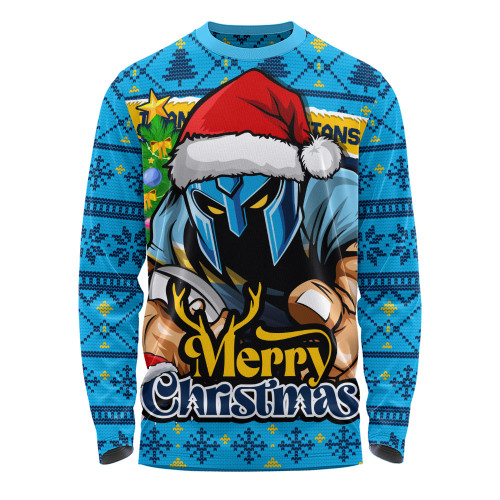 Gold Coast Titans Long Sleeve T-shirt Merry Christmas Game Day Knit Style Team Edition