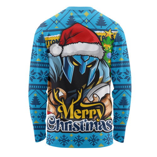 Gold Coast Titans Long Sleeve T-shirt Merry Christmas Game Day Knit Style Team Edition