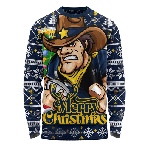 North Queensland Cowboys Long Sleeve T-shirt Merry Christmas Game Day Knit Style Team Edition