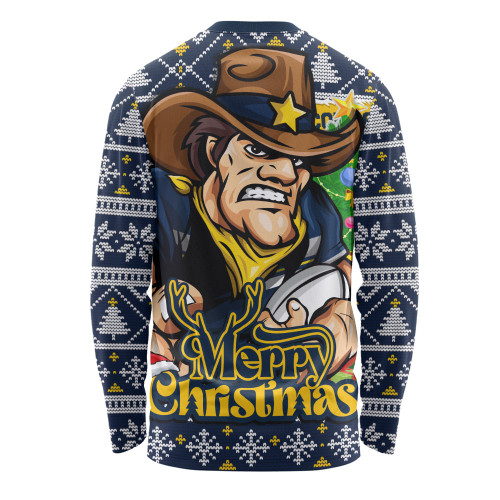 North Queensland Cowboys Long Sleeve T-shirt Merry Christmas Game Day Knit Style Team Edition