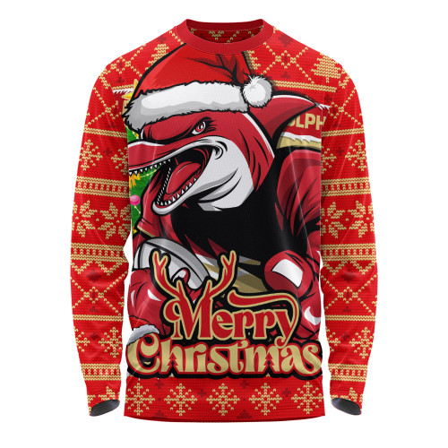 Redcliffe Dolphins Long Sleeve T-shirt Merry Christmas Game Day Knit Style Team Edition