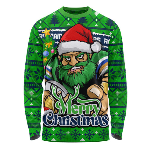 Canberra Raiders Long Sleeve T-shirt Merry Christmas Game Day Knit Style Team Edition