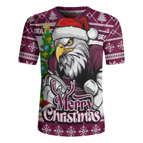 Manly Warringah Sea Eagles Rugby Jersey Merry Christmas Game Day Knit Style Team Edition